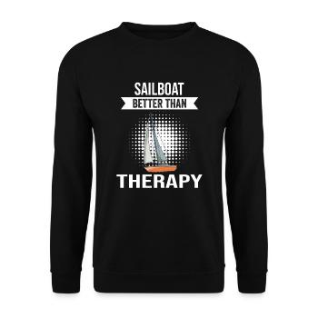Sailboat Sailboat Better Then Therapie - Unisex Pullover - Schwarz - Vorne - Alina (178cm) & Michal (187cm)
