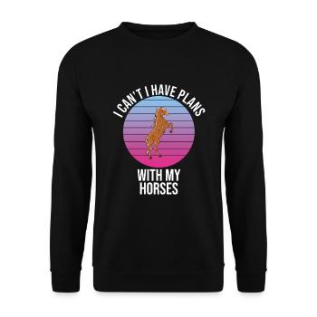 I Can't I Have Plans With My Horses - Unisex Sweatshirt - black - Front - Alina (178cm) & Michal (187cm)