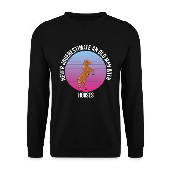 Ne sous-estimez jamais un vieil homme avec des chevaux - Sweat-shirt Unisexe - noir - Devant - Alina (178cm) & Michal (187cm)