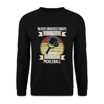 Old Woman Who Plays Pickleball - Unisex Pullover - Schwarz - Vorne - Alina (178cm) & Michal (187cm)