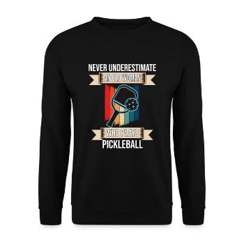 Vieille femme qui joue au pickleball - Sweat-shirt Unisexe - noir - Devant - Alina (178cm) & Michal (187cm)