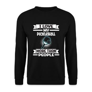 J’aime mon pickleball plus que les gens - Sweat-shirt Unisexe - noir - Devant - Alina (178cm) & Michal (187cm)