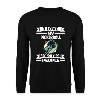 J’aime mon pickleball plus que les gens - Sweat-shirt Unisexe - noir - Devant - Alina (178cm) & Michal (187cm)