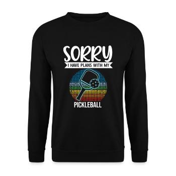 Désolé, j’ai des projets avec mon pickleball - Sweat-shirt Unisexe - noir - Devant - Alina (178cm) & Michal (187cm)