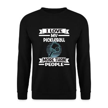J’aime mon pickleball plus que les gens - Sweat-shirt Unisexe - noir - Devant - Alina (178cm) & Michal (187cm)