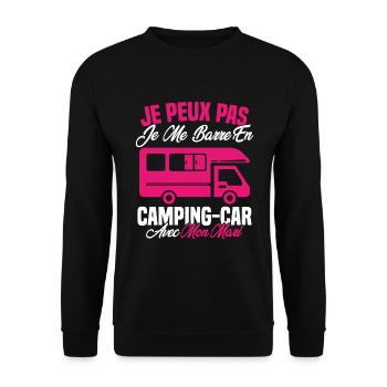 J'peux pas j'me barre en camping car avec mon mari - Sweat-shirt Unisexe - noir - Devant - Alina (178cm) & Michal (187cm)
