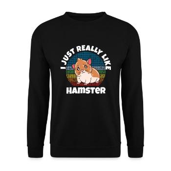 Je préfère être avec mon hamster - Sweat-shirt Unisexe - noir - Devant - Alina (178cm) & Michal (187cm)