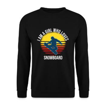 I Am A Girl Who Loves Snowboard - Unisex Sweatshirt - black - Front - Alina (178cm) & Michal (187cm)