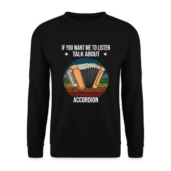 Si vous voulez que je vous écoute, parlez d’accordéon - Sweat-shirt Unisexe - noir - Devant - Alina (178cm) & Michal (187cm)