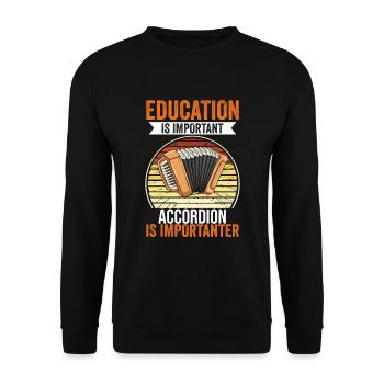 L’éducation est importante L’accordéon est plus important - Sweat-shirt Unisexe - noir - Devant - Alina (178cm) & Michal (187cm)