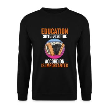 L’éducation est importante L’accordéon est plus important - Sweat-shirt Unisexe - noir - Devant - Alina (178cm) & Michal (187cm)