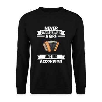 Ne vous tenez jamais entre une fille et son accordéon - Sweat-shirt Unisexe - noir - Devant - Alina (178cm) & Michal (187cm)