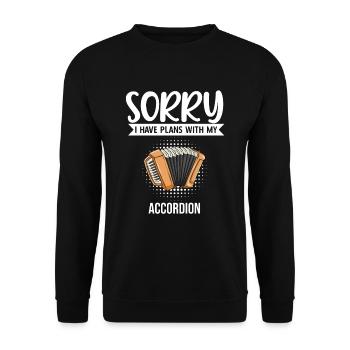 Désolé, j’ai des projets avec mon accordéon - Sweat-shirt Unisexe - noir - Devant - Alina (178cm) & Michal (187cm)