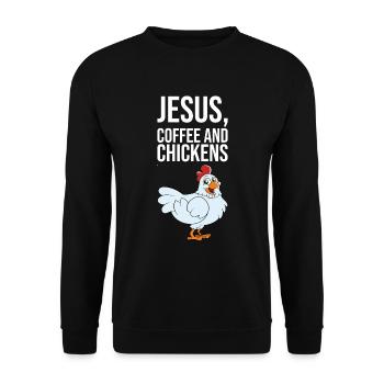 Café et poulets Jésus - Sweat-shirt Unisexe - noir - Devant - Alina (178cm) & Michal (187cm)