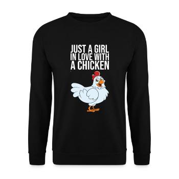 Just A Girl In Love With A Chicken - Unisex Sweatshirt - black - Front - Alina (178cm) & Michal (187cm)