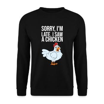Désolé à la fin j’ai vu un poulet - Sweat-shirt Unisexe - noir - Devant - Alina (178cm) & Michal (187cm)