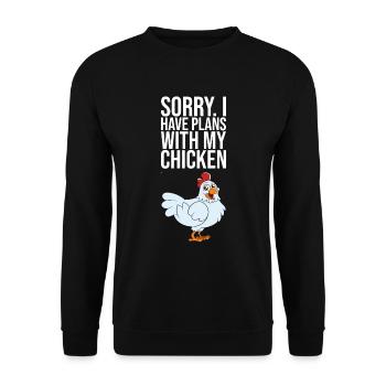 Désolé, j’ai des projets avec mon poulet - Sweat-shirt Unisexe - noir - Devant - Alina (178cm) & Michal (187cm)