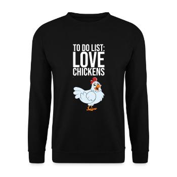 Liste des choses à faire Aimer les poulets - Sweat-shirt Unisexe - noir - Devant - Alina (178cm) & Michal (187cm)