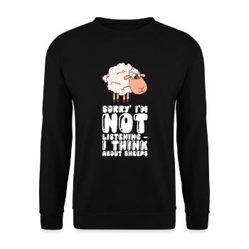 I'm not listening, I'm thinking of sheep - Unisex Sweatshirt - black - Front - Alina (178cm) & Michal (187cm)
