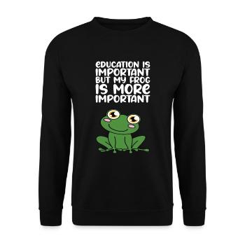 Bildung Ist Wichtig, Mein Frosch Ist Wichtiger - Unisex Pullover - Schwarz - Vorne - Alina (178cm) & Michal (187cm)