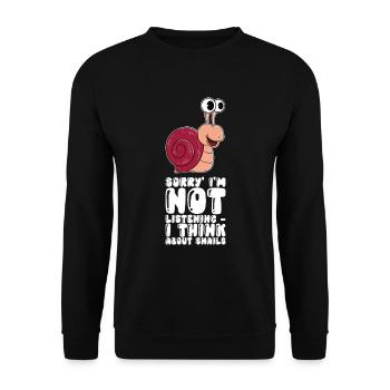 Ich Höre Nicht Zu Ich Denke An Schnecken - Unisex Pullover - Schwarz - Vorne - Alina (178cm) & Michal (187cm)