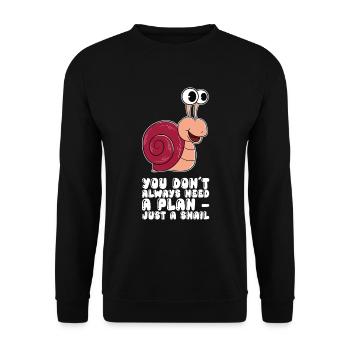 Does not always need a plan, just a snail - Unisex Sweatshirt - black - Front - Alina (178cm) & Michal (187cm)