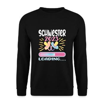 Schwester 2023 - Unisex Pullover - Schwarz - Vorne - Alina (178cm) & Michal (187cm)