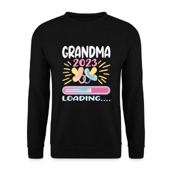 Grandma 2023 Loading - Unisex Pullover - Schwarz - Vorne - Alina (178cm) & Michal (187cm)