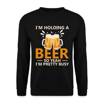 Funny Beer Saying Beer Drinker - Unisex Sweatshirt - black - Front - Alina (178cm) & Michal (187cm)