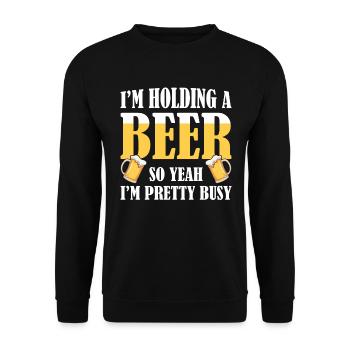 Funny Beer Saying Beer Drinker - Unisex Sweatshirt - black - Front - Alina (178cm) & Michal (187cm)