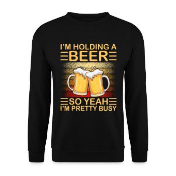 Funny Beer Saying Beer Drinker - Unisex Sweatshirt - black - Front - Alina (178cm) & Michal (187cm)