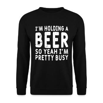 Funny Beer Saying Beer Drinker - Unisex Sweatshirt - black - Front - Alina (178cm) & Michal (187cm)