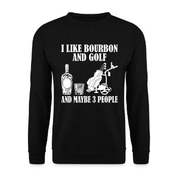 J’aime le bourbon et le golf et peut-être 3 personnes - Sweat-shirt Unisexe - noir - Devant - Alina (178cm) & Michal (187cm)