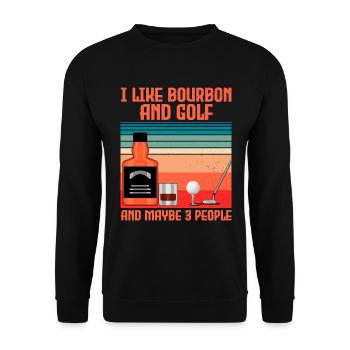 J’aime le bourbon et le golf et peut-être 3 personnes - Sweat-shirt Unisexe - noir - Devant - Alina (178cm) & Michal (187cm)