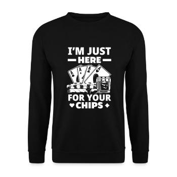 Poker Spieler Pokerspieler Pokern Geschenk - Unisex Pullover - Schwarz - Vorne - Alina (178cm) & Michal (187cm)