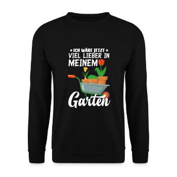 Ich Wäre Jetzt Viel Lieber In Meinem Garten - Unisex Pullover - Schwarz - Vorne - Alina (178cm) & Michal (187cm)