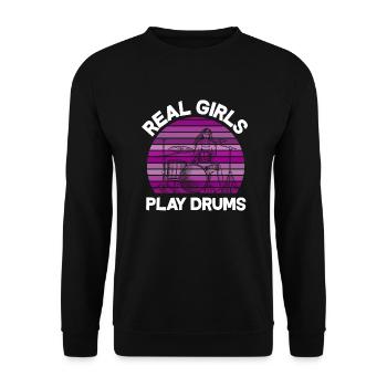 Drums Girl Drummer Gift - Sweat-shirt Unisexe - noir - Devant - Alina (178cm) & Michal (187cm)
