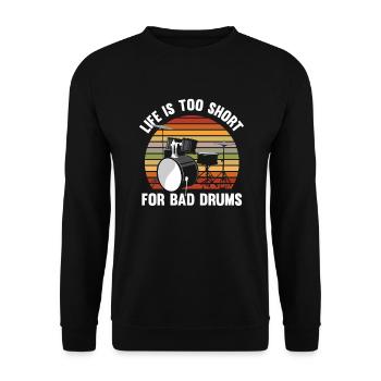 Schlagzeug Schlagzeuger Geschenk - Unisex Pullover - Schwarz - Vorne - Alina (178cm) & Michal (187cm)