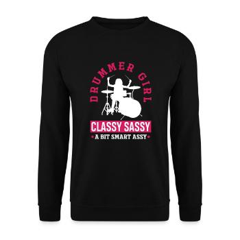 Girl Drums Drummer Gift - Sweat-shirt Unisexe - noir - Devant - Alina (178cm) & Michal (187cm)