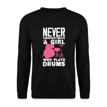 Drums Girl Drummer Gift - Sweat-shirt Unisexe - noir - Devant - Alina (178cm) & Michal (187cm)