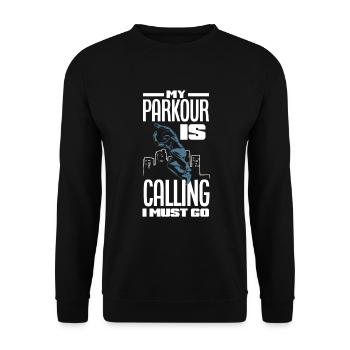 Lustiges Parkourläufer Freerunner Geschenk - Unisex Pullover - Schwarz - Vorne - Alina (178cm) & Michal (187cm)