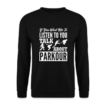 Lustiges Parkourläufer Freerunner Geschenk - Unisex Pullover - Schwarz - Vorne - Alina (178cm) & Michal (187cm)