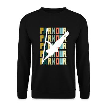 Lustiges Parkourläufer Freerunner Geschenk - Unisex Pullover - Schwarz - Vorne - Alina (178cm) & Michal (187cm)