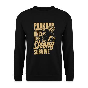 Lustiges Parkourläufer Freerunner Geschenk - Unisex Pullover - Schwarz - Vorne - Alina (178cm) & Michal (187cm)