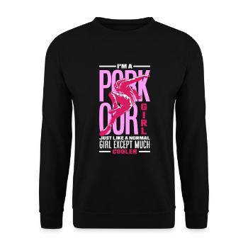 Girls Ladies Parkour Runner Freerunner Gift - Unisex Sweatshirt - black - Front - Alina (178cm) & Michal (187cm)
