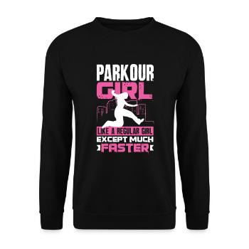 Girls Ladies Parkour Runner Freerunner Gift - Unisex Sweatshirt - black - Front - Alina (178cm) & Michal (187cm)