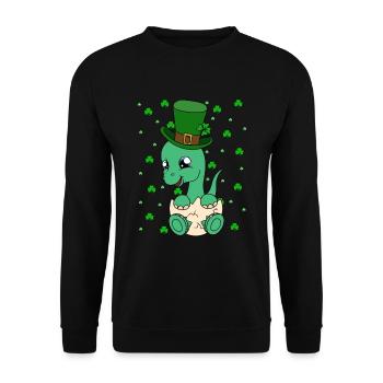 Dinosaur St. Patrick's Day Dino - Unisex Sweatshirt - black - Front - Alina (178cm) & Michal (187cm)
