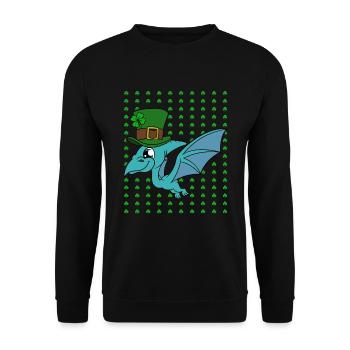 Dinosaur St. Patrick's Day Dino - Unisex Sweatshirt - black - Front - Alina (178cm) & Michal (187cm)