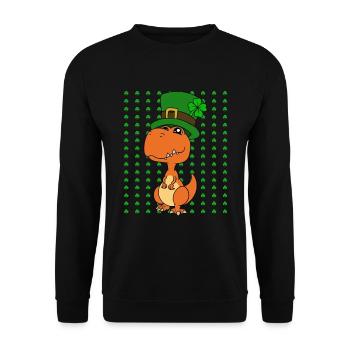 Dinosaur St. Patrick's Day Dino - Unisex Sweatshirt - black - Front - Alina (178cm) & Michal (187cm)