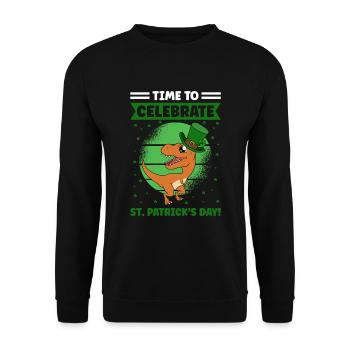 Dinosaur St. Patrick's Day Dino - Unisex Sweatshirt - black - Front - Alina (178cm) & Michal (187cm)